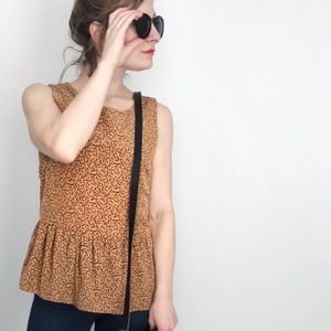 MM Couture Peplum Open Back Printed Tank Blouse